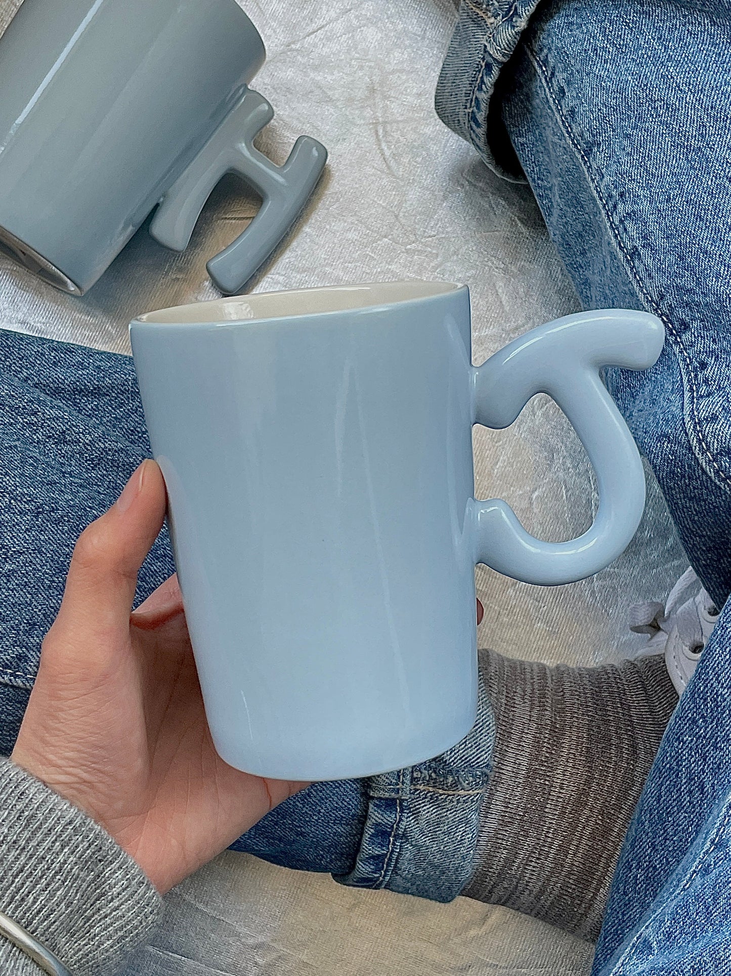 Stan&Co 15 OZ LETTER COUPLE MUG 1.0 BABY BLUE|CERAMIC